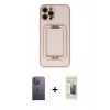 MARSİLYAN™- iPhone 12 Pro Kılıf Kozmos Minimal Prime - Siyah 6D Mat Seramik Hayalet Nano Ekran Koruyucu + Neon Fosforlu Kamera Lens - BZ