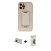 MARSİLYAN™- iPhone 12 Pro Kılıf Kozmos Minimal Prime - Siyah 6D Mat Seramik Hayalet Nano Ekran Koruyucu + Gold Rainbow Kamera Lens Koruma Cam