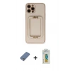 MARSİLYAN™- iPhone 12 Pro Kılıf Kozmos Minimal Prime - Siyah Polymer Nano Ekran Koruyucu + Açık Yeşil Metal Kamera Lens Koruma Cam