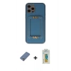 MARSİLYAN™- iPhone 12 Pro Kılıf Kozmos Minimal Prime - Siyah Polymer Nano Ekran Koruyucu + Açık Yeşil Metal Kamera Lens Koruma Cam