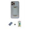 MARSİLYAN™- iPhone 12 Pro Kılıf Kozmos Minimal Prime - Siyah Polymer Nano Ekran Koruyucu + Açık Yeşil Metal Kamera Lens Koruma Cam