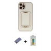 MARSİLYAN™- iPhone 12 Pro Kılıf Kozmos Minimal Prime - Siyah Polymer Nano Ekran Koruyucu + Metal Kamera Lens Koruma Cam - GD