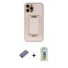 MARSİLYAN™- iPhone 12 Pro Kılıf Kozmos Minimal Prime - Siyah Polymer Nano Ekran Koruyucu + Metal Kamera Lens Koruma Cam - GD