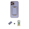 MARSİLYAN™- iPhone 12 Pro Kılıf Kozmos Minimal Prime - Siyah Polymer Nano Ekran Koruyucu + Metal Kamera Lens Koruma Cam - GD