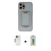 MARSİLYAN™- iPhone 12 Pro Kılıf Kozmos Minimal Prime - Siyah Polymer Nano Ekran Koruyucu + Gold Shine Kamera Lens