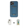 MARSİLYAN™- iPhone 12 Pro Kılıf Kozmos Minimal Prime - Siyah Polymer Nano Ekran Koruyucu + Gold Shine Kamera Lens