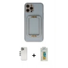 MARSİLYAN™- iPhone 12 Pro Kılıf Kozmos Minimal Prime - Siyah Polymer Nano Ekran Koruyucu + Shine Kamera Lens - GS