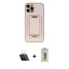 MARSİLYAN™- iPhone 12 Pro Kılıf Kozmos Minimal Prime - Siyah Polymer Nano Ekran Koruyucu + Kamera Lens Koruma Cam - SF