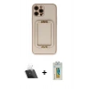 MARSİLYAN™- iPhone 12 Pro Kılıf Kozmos Minimal Prime - Siyah Polymer Nano Ekran Koruyucu + Kamera Lens Koruma Cam - SF