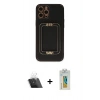 MARSİLYAN™- iPhone 12 Pro Kılıf Kozmos Minimal Prime - Siyah Polymer Nano Ekran Koruyucu + Kamera Lens Koruma Cam - SF