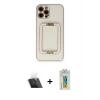 MARSİLYAN™- iPhone 12 Pro Kılıf Kozmos Minimal Prime - Siyah Polymer Nano Ekran Koruyucu + Kamera Lens Koruma Cam - SF