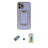 MARSİLYAN™- iPhone 12 Pro Kılıf Kozmos Minimal Prime - Siyah Polymer Nano Ekran Koruyucu + Metal Kamera Lens Koruma Cam - KI