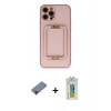 MARSİLYAN™- iPhone 12 Pro Kılıf Kozmos Minimal Prime - Siyah Polymer Nano Ekran Koruyucu + Metal Kamera Lens Koruma Cam - KI