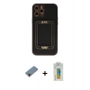 MARSİLYAN™- iPhone 12 Pro Kılıf Kozmos Minimal Prime - Siyah Polymer Nano Ekran Koruyucu + Metal Kamera Lens Koruma Cam - KI