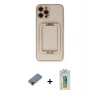 MARSİLYAN™- iPhone 12 Pro Kılıf Kozmos Minimal Prime - Siyah Polymer Nano Ekran Koruyucu + Metal Kamera Lens Koruma Cam - KI