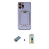 MARSİLYAN™- iPhone 12 Pro Kılıf Kozmos Minimal Prime - Siyah Polymer Nano Ekran Koruyucu + Metal Kamera Lens Koruma Cam - MR