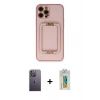 MARSİLYAN™- iPhone 12 Pro Kılıf Kozmos Minimal Prime - Siyah Polymer Nano Ekran Koruyucu + Neon Fosforlu Kamera Lens - BZ