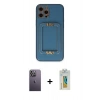 MARSİLYAN™- iPhone 12 Pro Kılıf Kozmos Minimal Prime - Siyah Polymer Nano Ekran Koruyucu + Neon Fosforlu Kamera Lens - BZ