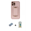 MARSİLYAN™- iPhone 12 Pro Kılıf Kozmos Minimal Prime - Siyah Polymer Nano Ekran Koruyucu + Shine Kamera Lens Koruma Cam - PE