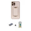 MARSİLYAN™- iPhone 12 Pro Kılıf Kozmos Minimal Prime - Siyah Polymer Nano Ekran Koruyucu + Renkli Kamera Lens Koruma Cam - SI
