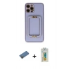 MARSİLYAN™- iPhone 12 Pro Kılıf Kozmos Minimal Prime - Siyah Polymer Nano Ekran Koruyucu + Shine Kamera Lens Koruma Cam - GD