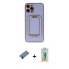 MARSİLYAN™- iPhone 12 Pro Kılıf Kozmos Minimal Prime - Siyah Polymer Nano Ekran Koruyucu + Shine Kamera Lens Koruma Cam - SH