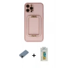 MARSİLYAN™- iPhone 12 Pro Kılıf Kozmos Minimal Prime - Siyah Polymer Nano Ekran Koruyucu + Shine Kamera Lens Koruma Cam - SH