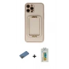 MARSİLYAN™- iPhone 12 Pro Kılıf Kozmos Minimal Prime - Siyah Polymer Nano Ekran Koruyucu + Shine Kamera Lens Koruma Cam - GD