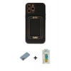 MARSİLYAN™- iPhone 12 Pro Kılıf Kozmos Minimal Prime - Siyah Polymer Nano Ekran Koruyucu + Shine Kamera Lens Koruma Cam - GI
