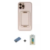 MARSİLYAN™- iPhone 12 Pro Kılıf Kozmos Minimal Prime - Siyah Polymer Nano Ekran Koruyucu + Shine Kamera Lens Koruma Cam - GD