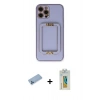 MARSİLYAN™- iPhone 12 Pro Kılıf Kozmos Minimal Prime - Siyah Polymer Nano Ekran Koruyucu + Shine Kamera Lens Koruma Cam - MI