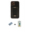 MARSİLYAN™- iPhone 12 Pro Kılıf Kozmos Minimal Prime - Siyah Polymer Nano Ekran Koruyucu + Shine Kamera Lens Koruma Cam - GS