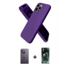 MARSİLYAN™- iPhone 12 Pro Kılıf Kozmos Yansıma Özel Seri - Şeffaf 360 Full Body Arka Koruyucu + Neon Fosforlu Kamera Lens - BZ