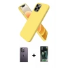 MARSİLYAN™- iPhone 12 Pro Kılıf Kozmos Yansıma Özel Seri - Şeffaf 360 Full Body Arka Koruyucu + Neon Fosforlu Kamera Lens - BZ