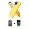 MARSİLYAN™- iPhone 12 Pro Kılıf Kozmos Yansıma Özel Seri - Şeffaf 360 Full Body Arka Koruyucu + Sarı Neon Fosforlu Kamera Lens