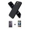 MARSİLYAN™- iPhone 12 Pro Kılıf Kozmos Yansıma Özel Seri - Siyah 34D Hayalet Izgaralı Cam + Neon Fosforlu Kamera Lens - BZ