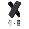 MARSİLYAN™- iPhone 12 Pro Kılıf Kozmos Yansıma Özel Seri - Siyah 34D Hayalet Izgaralı Cam + Shine Kamera Lens - MI