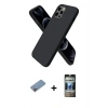 MARSİLYAN™- iPhone 12 Pro Kılıf Kozmos Yansıma Özel Seri - Siyah 34D Hayalet Izgaralı Cam + Shine Kamera Lens Koruma Cam - PE