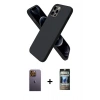 MARSİLYAN™- iPhone 12 Pro Kılıf Kozmos Yansıma Özel Seri - Siyah 34D Hayalet Izgaralı Cam + Neon Fosforlu Kamera Lens - SI