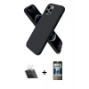 MARSİLYAN™- iPhone 12 Pro Kılıf Kozmos Yansıma Özel Seri - Siyah 34D Hayalet Izgaralı Cam + Kamera Lens Koruma Cam - SF