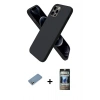 MARSİLYAN™- iPhone 12 Pro Kılıf Kozmos Yansıma Özel Seri - Siyah 34D Hayalet Izgaralı Cam + Shine Kamera Lens Koruma Cam - GS