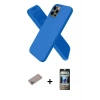MARSİLYAN™- iPhone 12 Pro Kılıf Kozmos Yansıma Özel Seri - Siyah 34D Hayalet Izgaralı Cam + Sierra Blue Shine Kamera Lens Koruma Cam