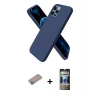 MARSİLYAN™- iPhone 12 Pro Kılıf Kozmos Yansıma Özel Seri - Siyah 34D Hayalet Izgaralı Cam + Sierra Blue Shine Kamera Lens Koruma Cam