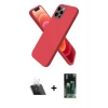 MARSİLYAN™- iPhone 12 Pro Kılıf Kozmos Yansıma Özel Seri - Siyah 360 Mat Full Body Arka Koruyucu + Kamera Lens Koruma Cam - SF