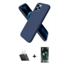 MARSİLYAN™- iPhone 12 Pro Kılıf Kozmos Yansıma Özel Seri - Siyah 360 Mat Full Body Arka Koruyucu + Kamera Lens Koruma Cam - SF