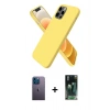 MARSİLYAN™- iPhone 12 Pro Kılıf Kozmos Yansıma Özel Seri - Siyah 360 Mat Full Body Arka Koruyucu + Neon Fosforlu Kamera Lens - MI