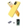 MARSİLYAN™- iPhone 12 Pro Kılıf Kozmos Yansıma Özel Seri - Siyah 360 Mat Full Body Arka Koruyucu + Renkli Kamera Lens Koruma Cam - PE