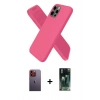 MARSİLYAN™- iPhone 12 Pro Kılıf Kozmos Yansıma Özel Seri - Siyah 360 Mat Full Body Arka Koruyucu + Neon Fosforlu Kamera Lens - TU