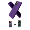 MARSİLYAN™- iPhone 12 Pro Kılıf Kozmos Yansıma Özel Seri - Siyah 360 Mat Full Body Arka Koruyucu + Neon Fosforlu Kamera Lens - TU