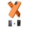 MARSİLYAN™- iPhone 12 Pro Kılıf Kozmos Yansıma Özel Seri - Siyah 3D Antistatik Hayalet Cam Ekran Koruyucu + Beyaz Neon Fosforlu Kamera Lens